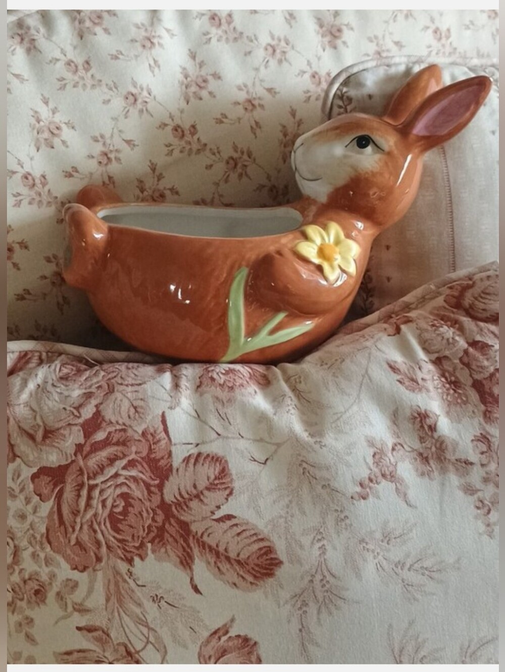 Ceramic Bunny Candy/Decorative Dish in Warm Brown